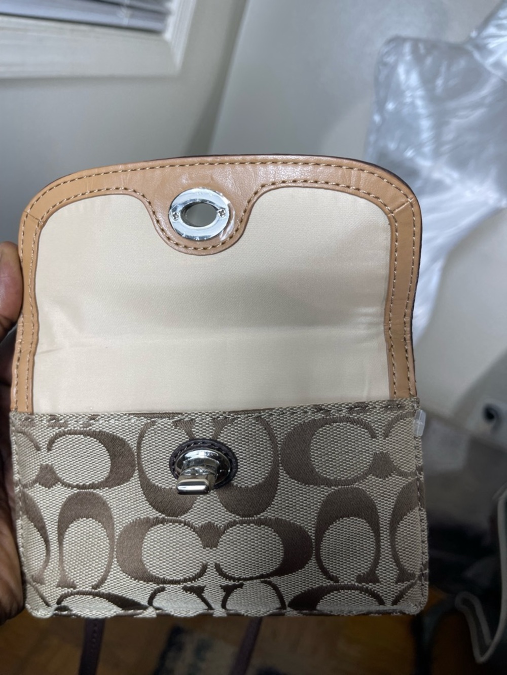 Coach Brown Signature Canvas Crossbody with Dark Brown Trim - Picture 6 of 7